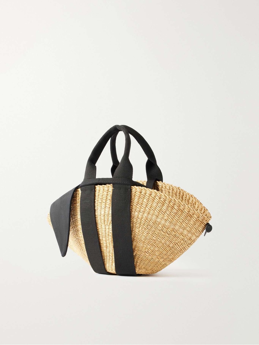 Sophie mini webbing-trimmed woven straw tote - Picture 3 of 7